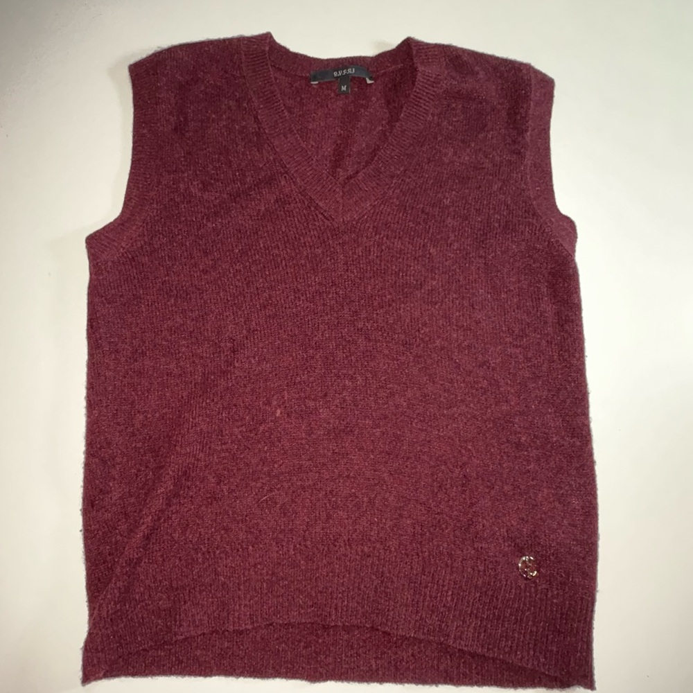 Gucci Burgundy V-Neck Sleeveless Sweater Vest